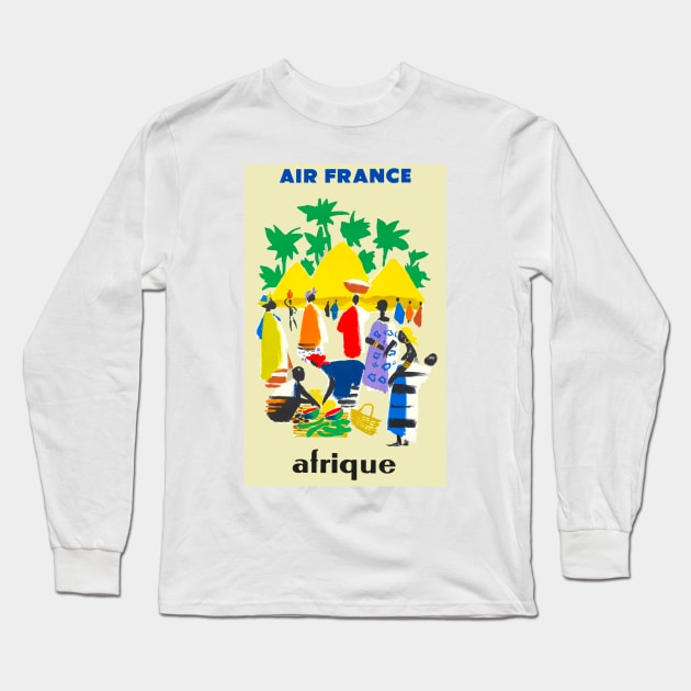 Vintage Travel - Air France Africa Long Sleeve T-Shirt by Culturio